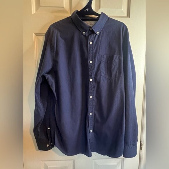 Banana Republic Dark Blue Print Luxe Poplin Casual Button Down Shirt XL - Picture 1 of 9